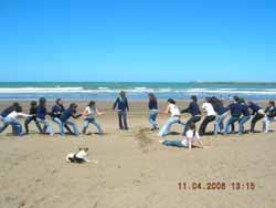 Con las guias en la playa